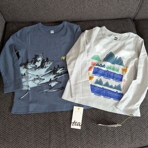 Set Of 2 Tea Long Sleeve Shirts Train And Wolf 18-24 Months